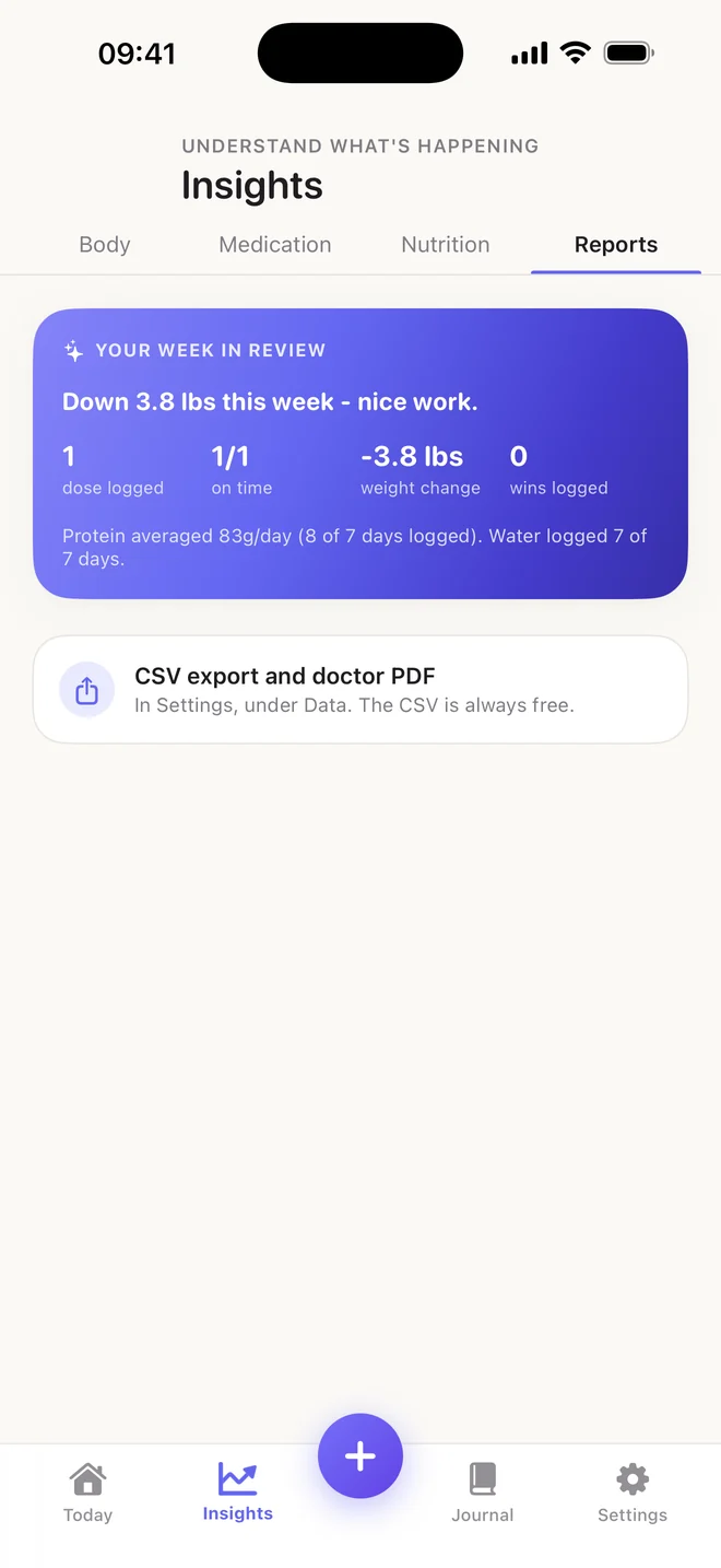 Embera weekly report card and the doctor PDF export